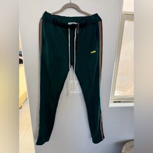 RSR Men's Green Sweatpants with Multicolor Stripes